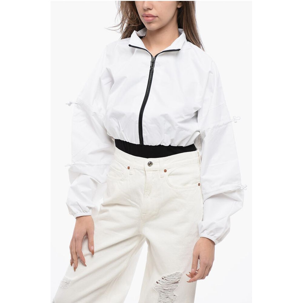 Reebok White Polyester Jackets &Amp; Coat